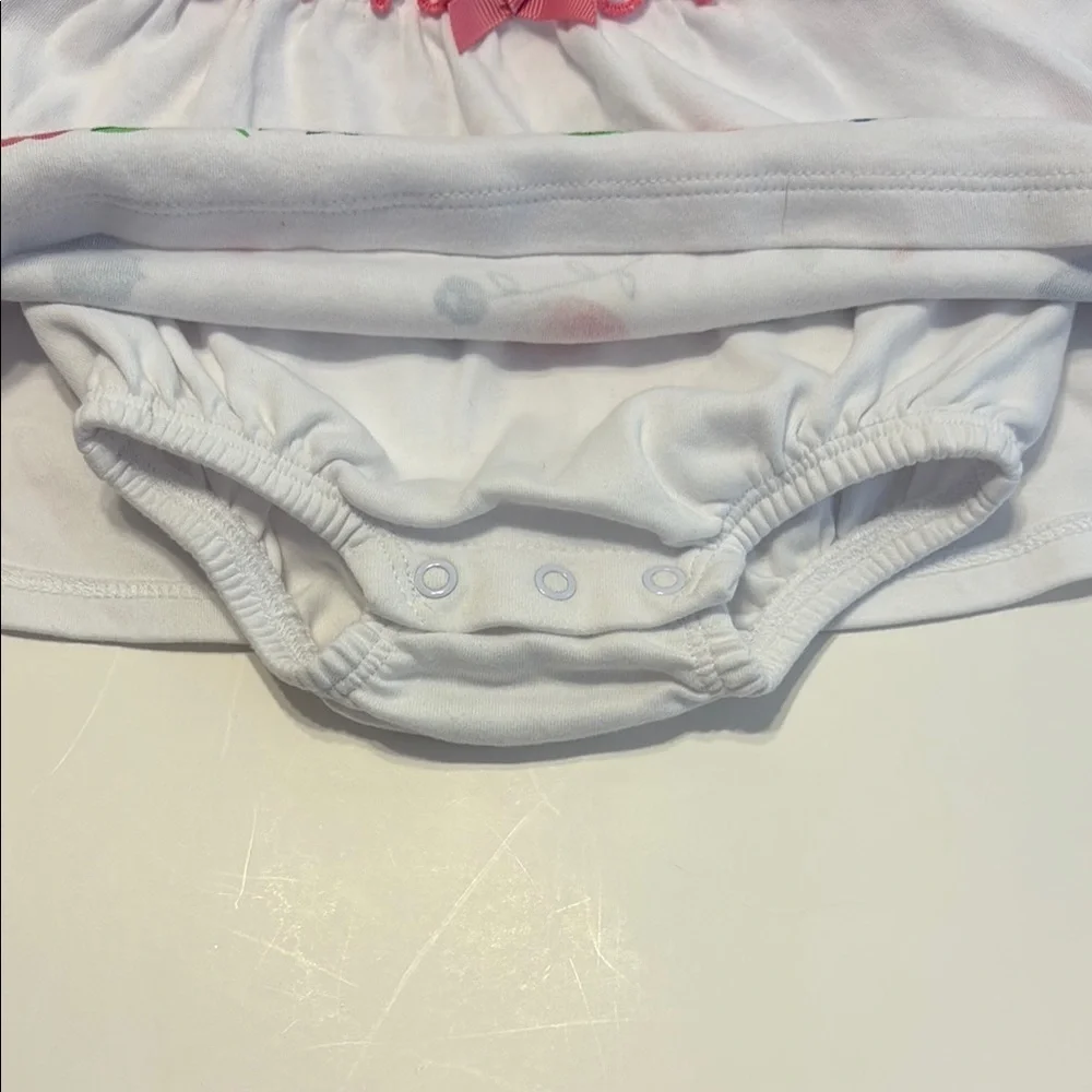 Absorba White Baby Dress with Pink Accents